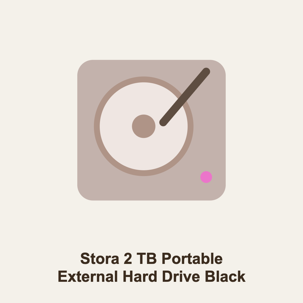 Stora 2 TB Portable External Hard Drive Black