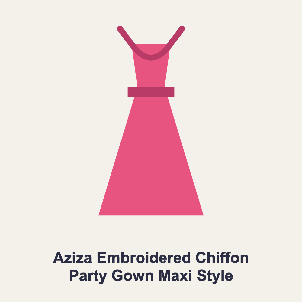 Aziza Embroidered Chiffon Party Gown Maxi Style