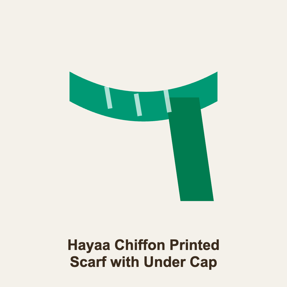 Hayaa Chiffon Printed Scarf with Under Cap