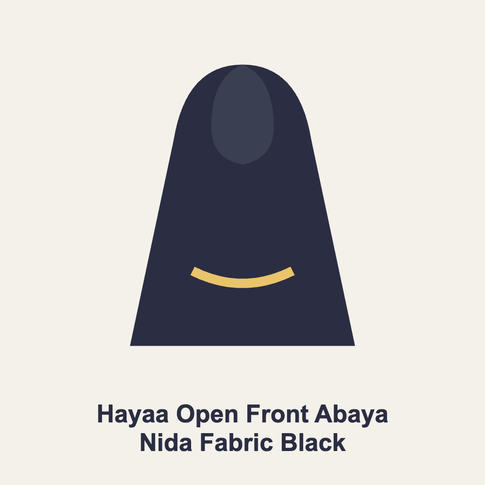 Hayaa Open Front Abaya Nida Fabric Black
