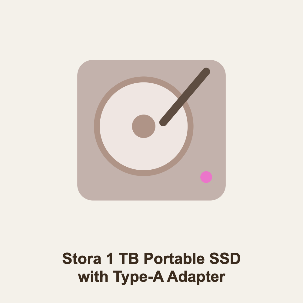 Stora 1 TB Portable SSD with Type-A Adapter